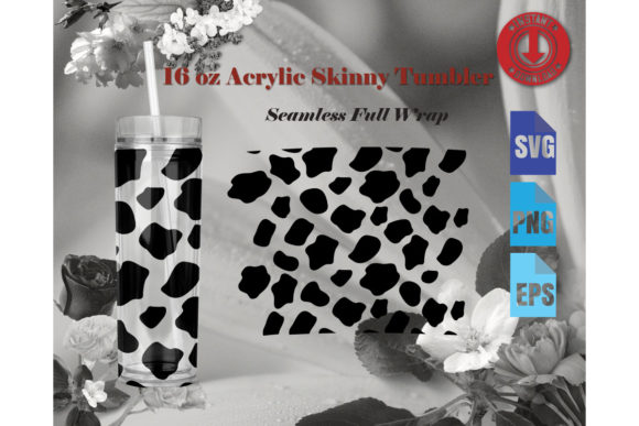 16oz Acrylic Skinny Tumbler Cow Print