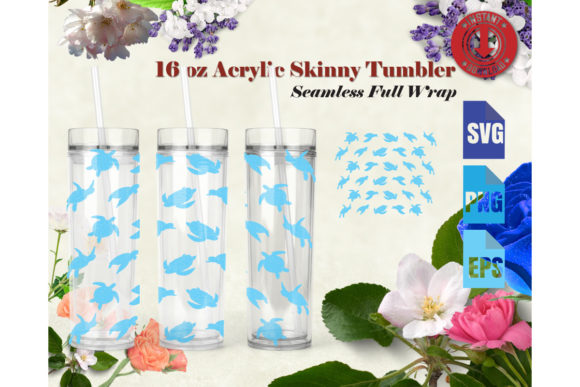 16oz Acrylic Skinny Tumbler Sea Turtle