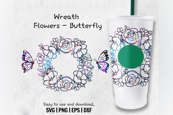 Butterfly Flowers Venti Cold Cup 24 Oz