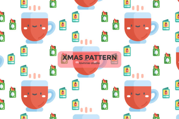 Christmas Pattern Cup Postcard Matches