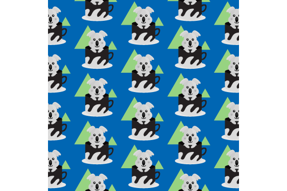 Seamless Pattern Inside Cup Animal Koala