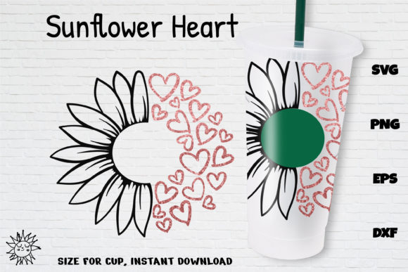 Sunflowers Heart Venti Cold Cup 24 Oz.