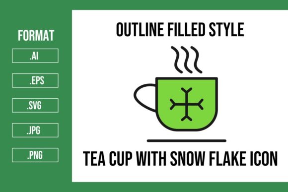 Tea Cup with Snow Outline Filled Icon