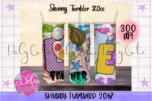 Teacher 20oz Skinny Tumbler Design PNG