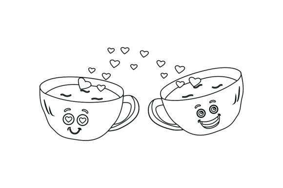 Valentine Kawaii Cup Outline Icon